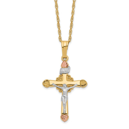 10k Tri Color & 14k Gold Filled w/ 12k Accents Cross Necklace