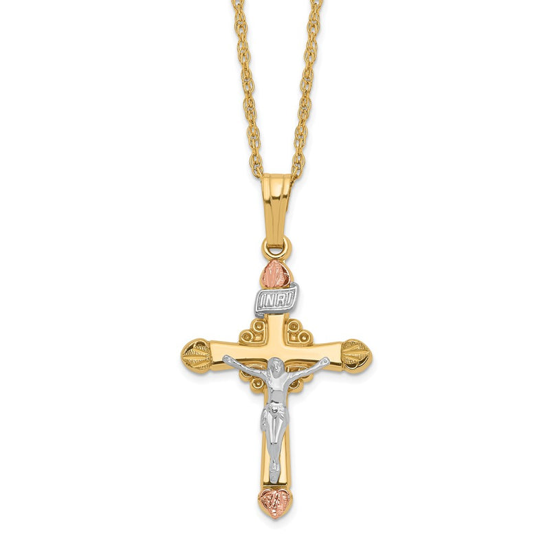 10k Tri Color & 14k Gold Filled w/ 12k Accents Cross Necklace