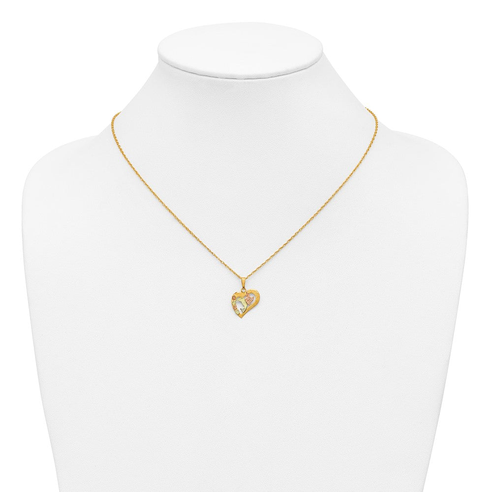 10k Tri Color Tri-Color Black Hills Gold Hummingbird in Heart Necklace