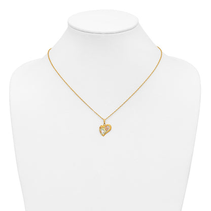 10k Tri Color Tri-Color Black Hills Gold Hummingbird in Heart Necklace