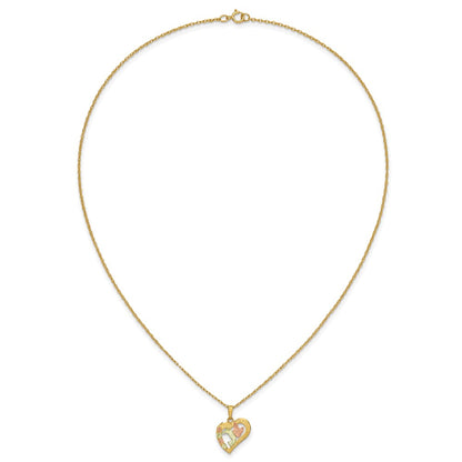 10k Tri Color Tri-Color Black Hills Gold Hummingbird in Heart Necklace