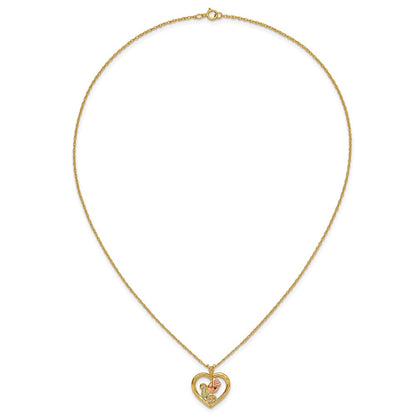 10k Tri Color Tri-Color Black Hills Gold Rose in Heart Necklace