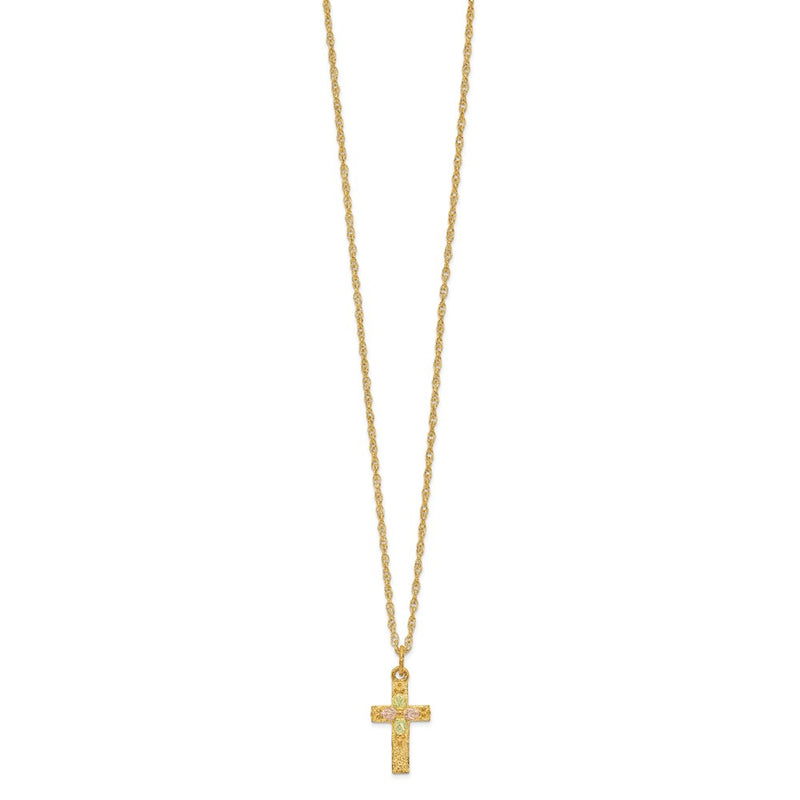 10k Tri Color Tri-Color Black Hills Gold Cross Necklace