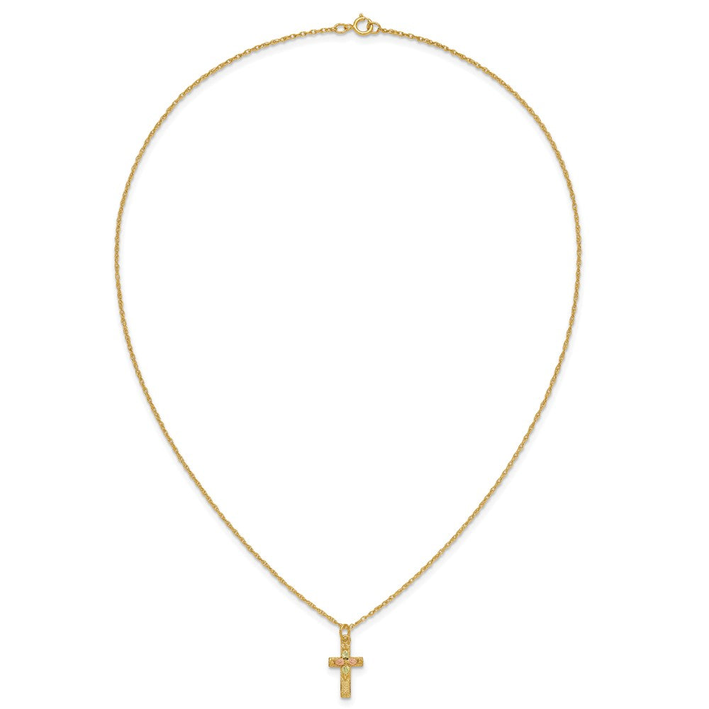 10k Tri Color Tri-Color Black Hills Gold Cross Necklace