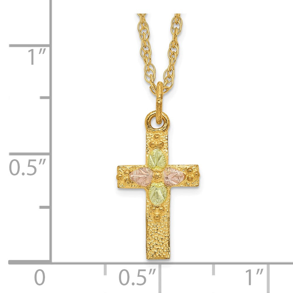 10k Tri Color Tri-Color Black Hills Gold Cross Necklace