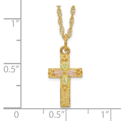 10k Tri Color Tri-Color Black Hills Gold Cross Necklace