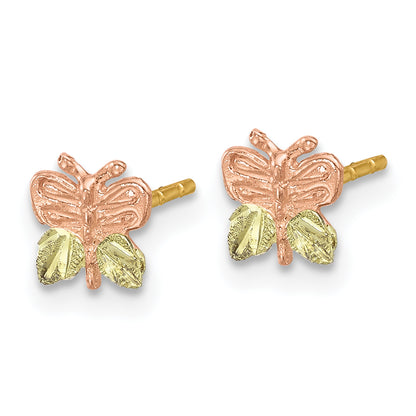 10k Tri Color Tri-Color Black Hills Gold Butterfly Earrings