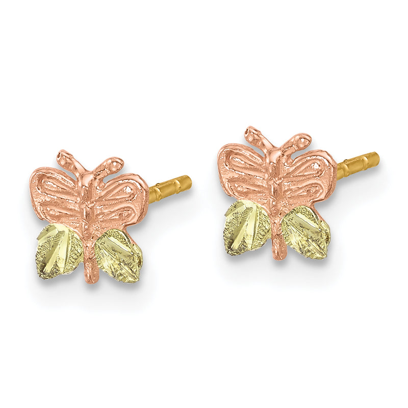 10k Tri Color Tri-Color Black Hills Gold Butterfly Earrings