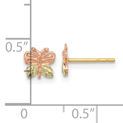 10k Tri Color Tri-Color Black Hills Gold Butterfly Earrings