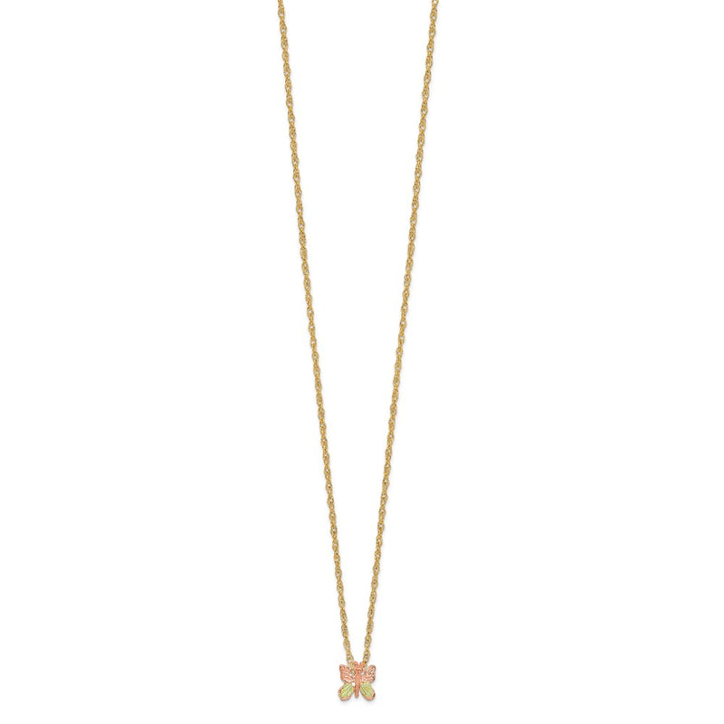 10k Tri Color Tri-Color Black Hills Gold Butterfly Necklace