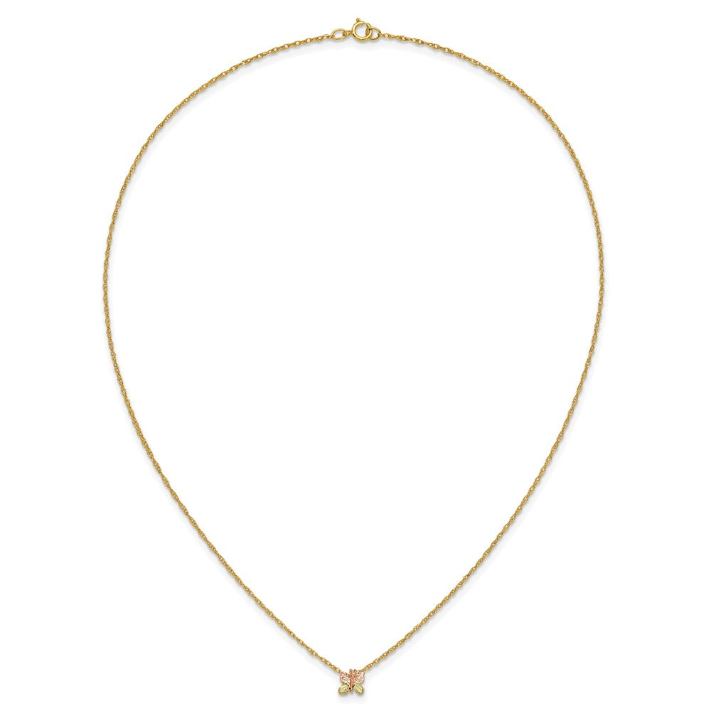 10k Tri Color Tri-Color Black Hills Gold Butterfly Necklace
