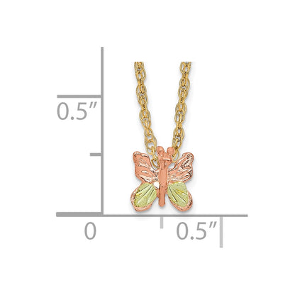 10k Tri Color Tri-Color Black Hills Gold Butterfly Necklace