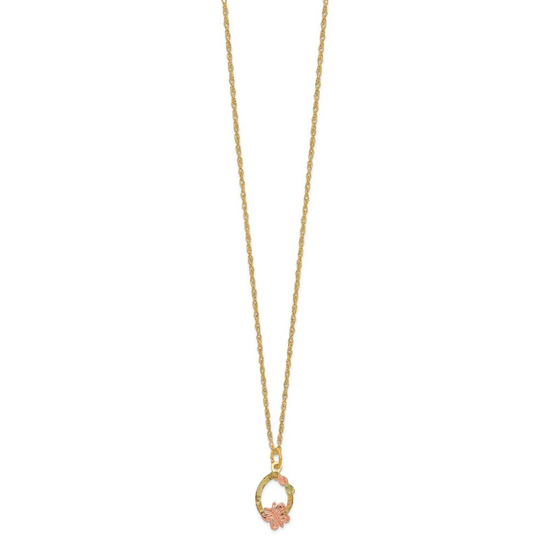 10k Tri Color Tri-Color Black Hills Gold Butterfly Necklace