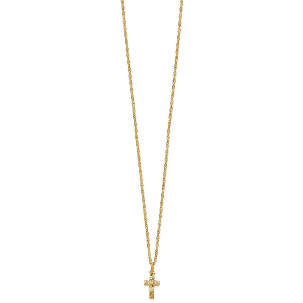 10k Tri Color Tri-Color Black Hills Gold Cross Necklace