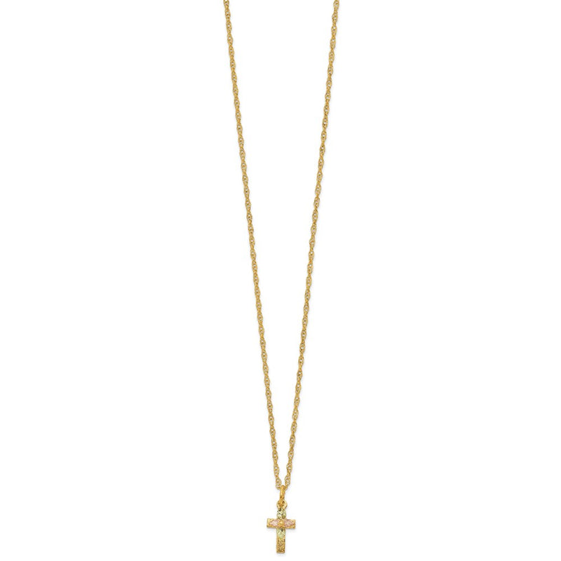 10k Tri Color Tri-Color Black Hills Gold Cross Necklace