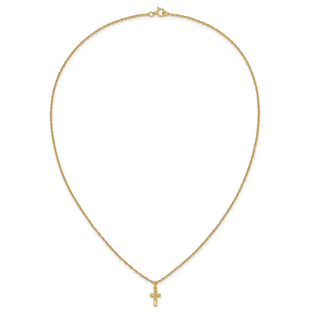 10k Tri Color Tri-Color Black Hills Gold Cross Necklace