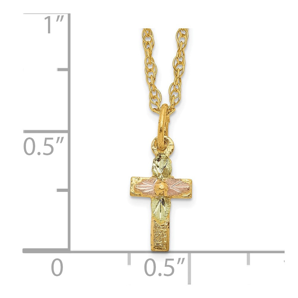10k Tri Color Tri-Color Black Hills Gold Cross Necklace