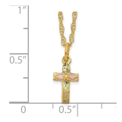 10k Tri Color Tri-Color Black Hills Gold Cross Necklace