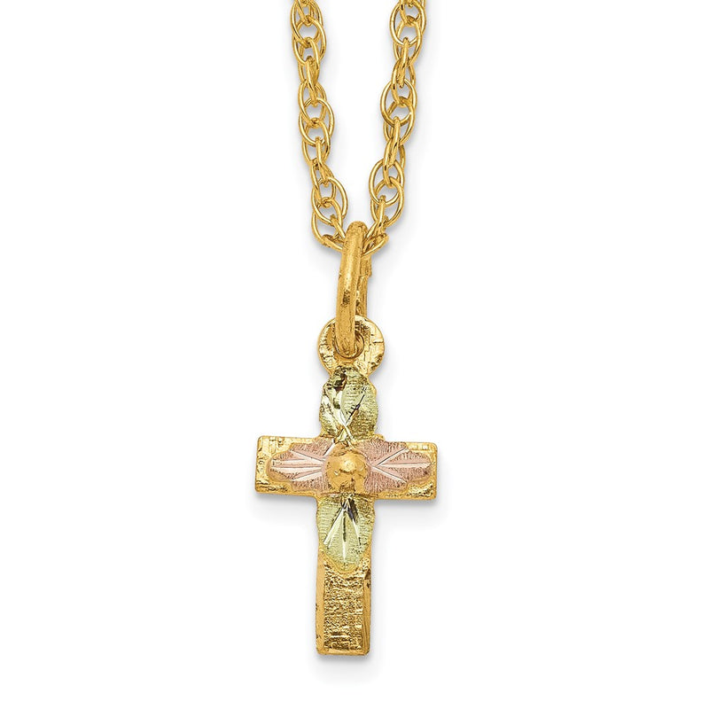 10k Tri Color Tri-Color Black Hills Gold Cross Necklace