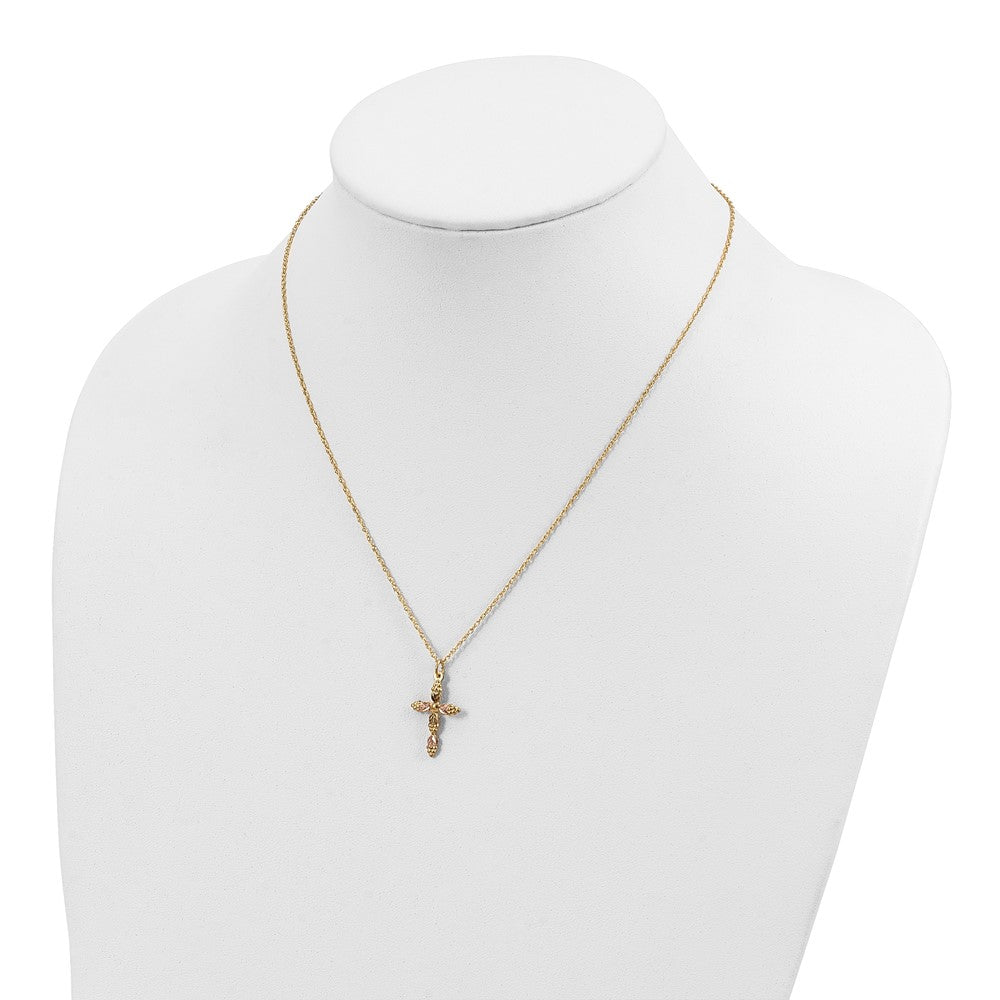 10k Tri Color Tri-Color Black Hills Gold Cross Necklace
