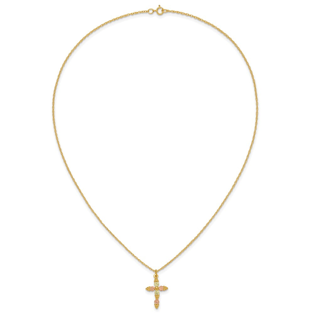 10k Tri Color Tri-Color Black Hills Gold Cross Necklace