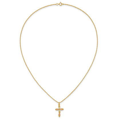 10k Tri Color Tri-Color Black Hills Gold Cross Necklace