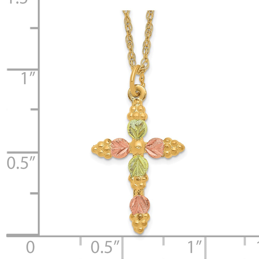 10k Tri Color Tri-Color Black Hills Gold Cross Necklace