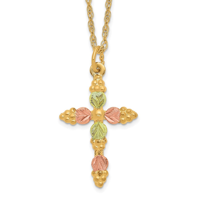 10k Tri Color Tri-Color Black Hills Gold Cross Necklace