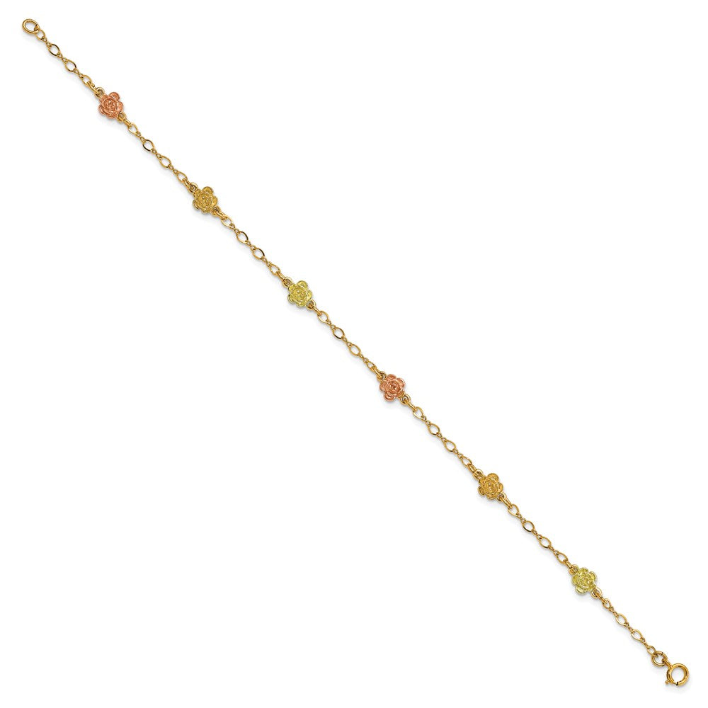 10k Tri Color Tri-color Gold Black Hills Roses Bracelet