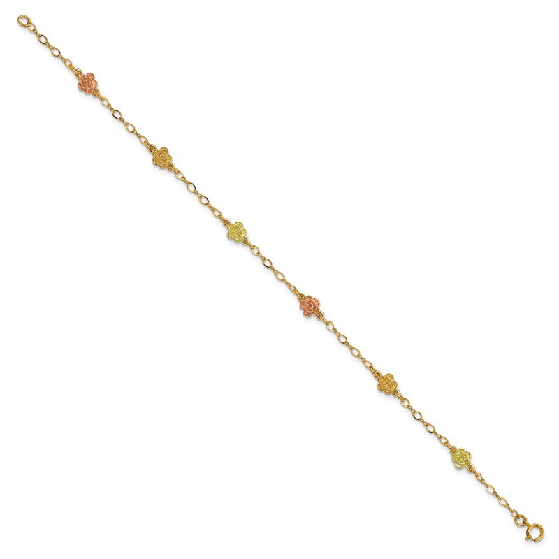 10k Tri Color Tri-color Gold Black Hills Roses Bracelet