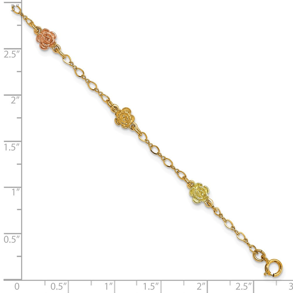 10k Tri Color Tri-color Gold Black Hills Roses Bracelet
