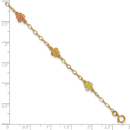 10k Tri Color Tri-color Gold Black Hills Roses Bracelet