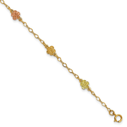 10k Tri Color Tri-color Gold Black Hills Roses Bracelet