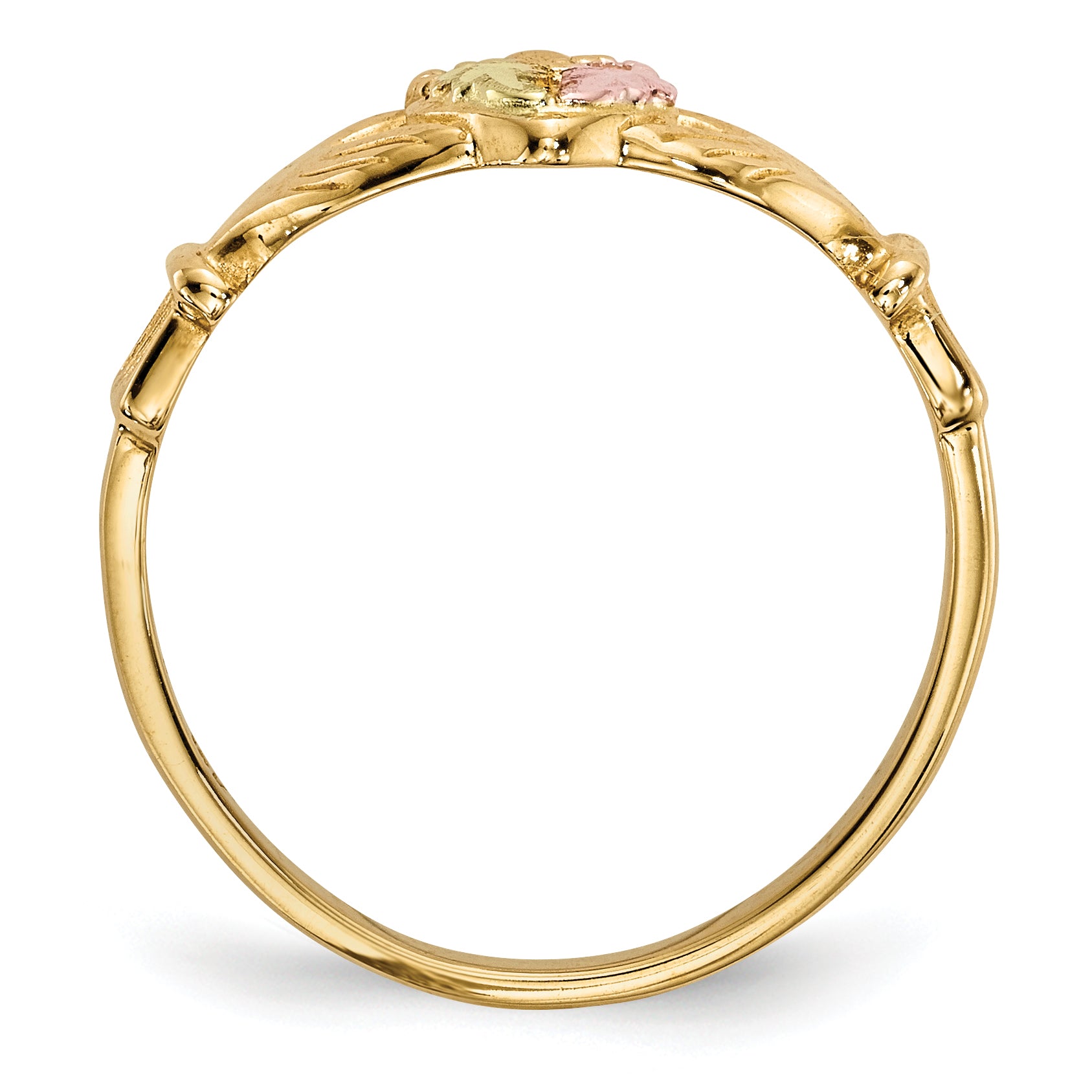 10k Tri Color Tri-Color Black Hills Gold Claddagh Ring