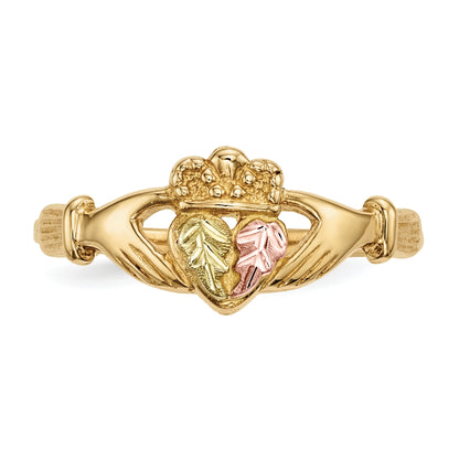 10k Tri Color Tri-Color Black Hills Gold Claddagh Ring