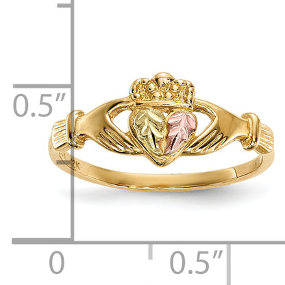 10k Tri Color Tri-Color Black Hills Gold Claddagh Ring