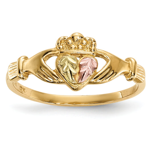 10k Tri Color Tri-Color Black Hills Gold Claddagh Ring