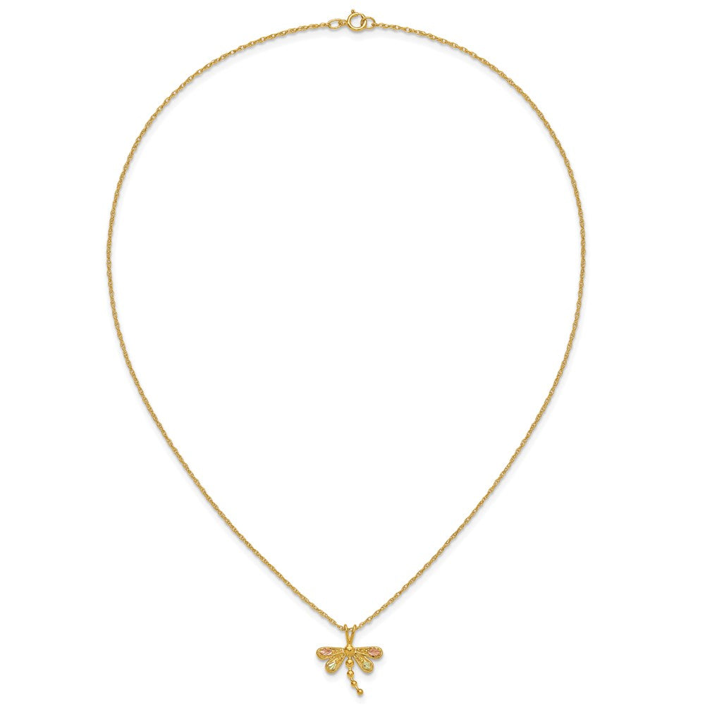 10k Tri Color Tri-Color Black Hills Gold Dragonfly Necklace
