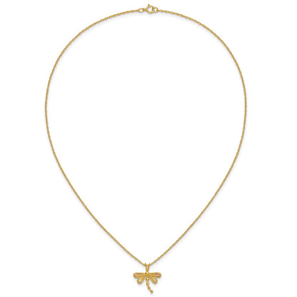 10k Tri Color Tri-Color Black Hills Gold Dragonfly Necklace