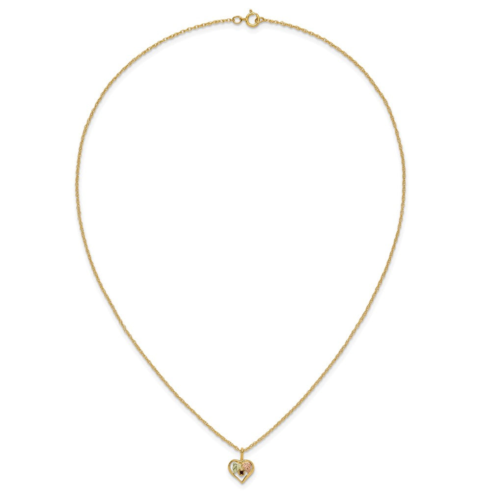 10k Tri Color Tri-Color Black Hills Gold Heart Garnet Necklace