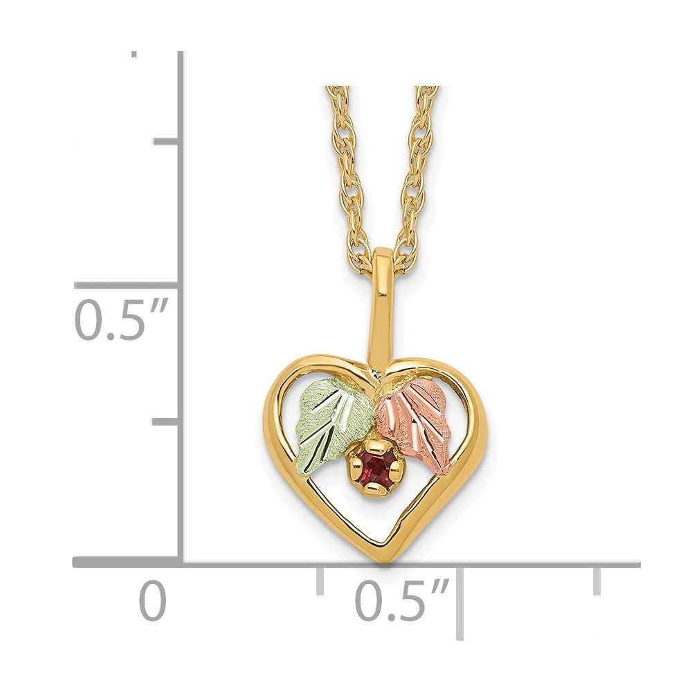 10k Tri Color Tri-Color Black Hills Gold Heart Garnet Necklace
