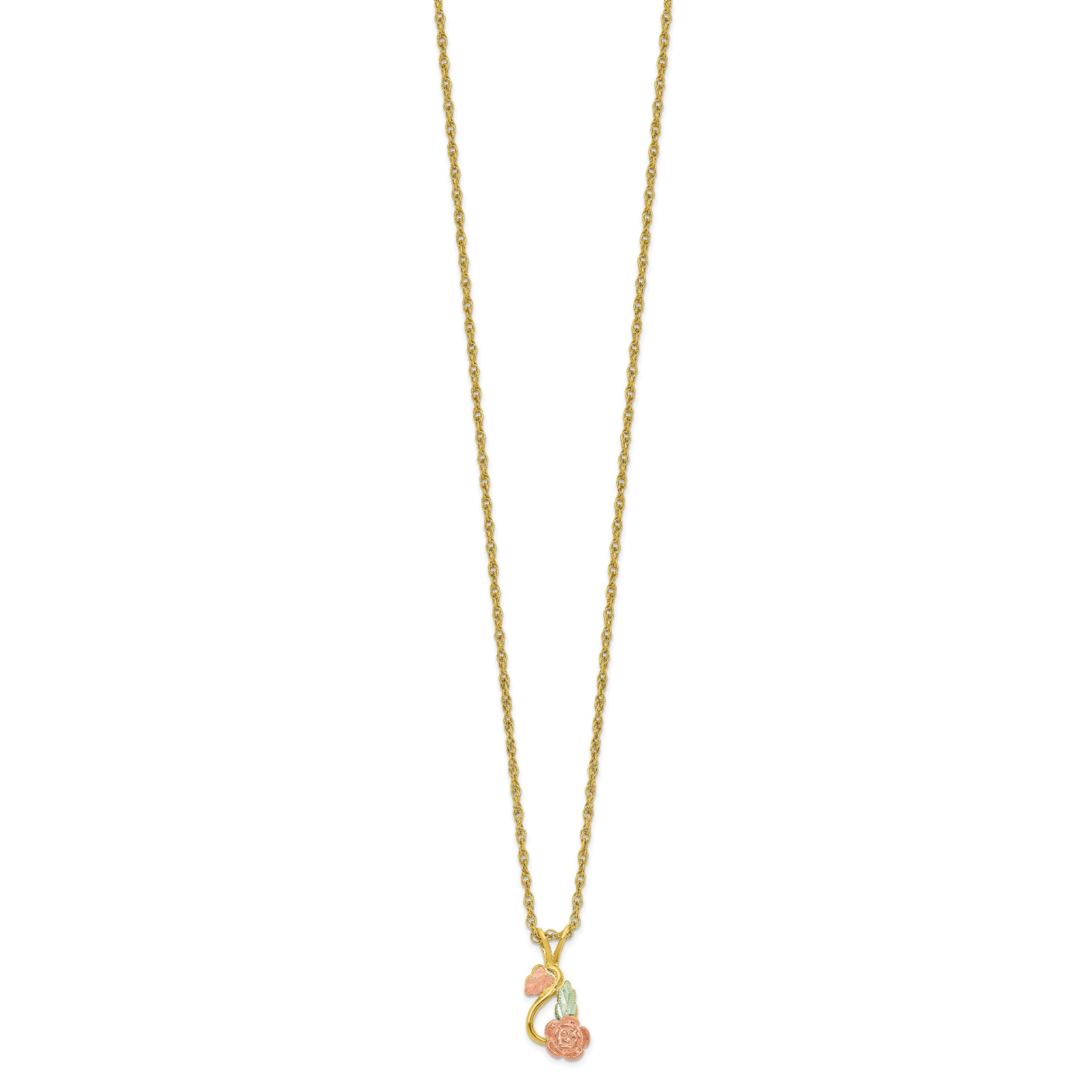 10K Tri Color 10K Tri-Color W/14K Gold-Filled Chain Black Hills Gold Necklace