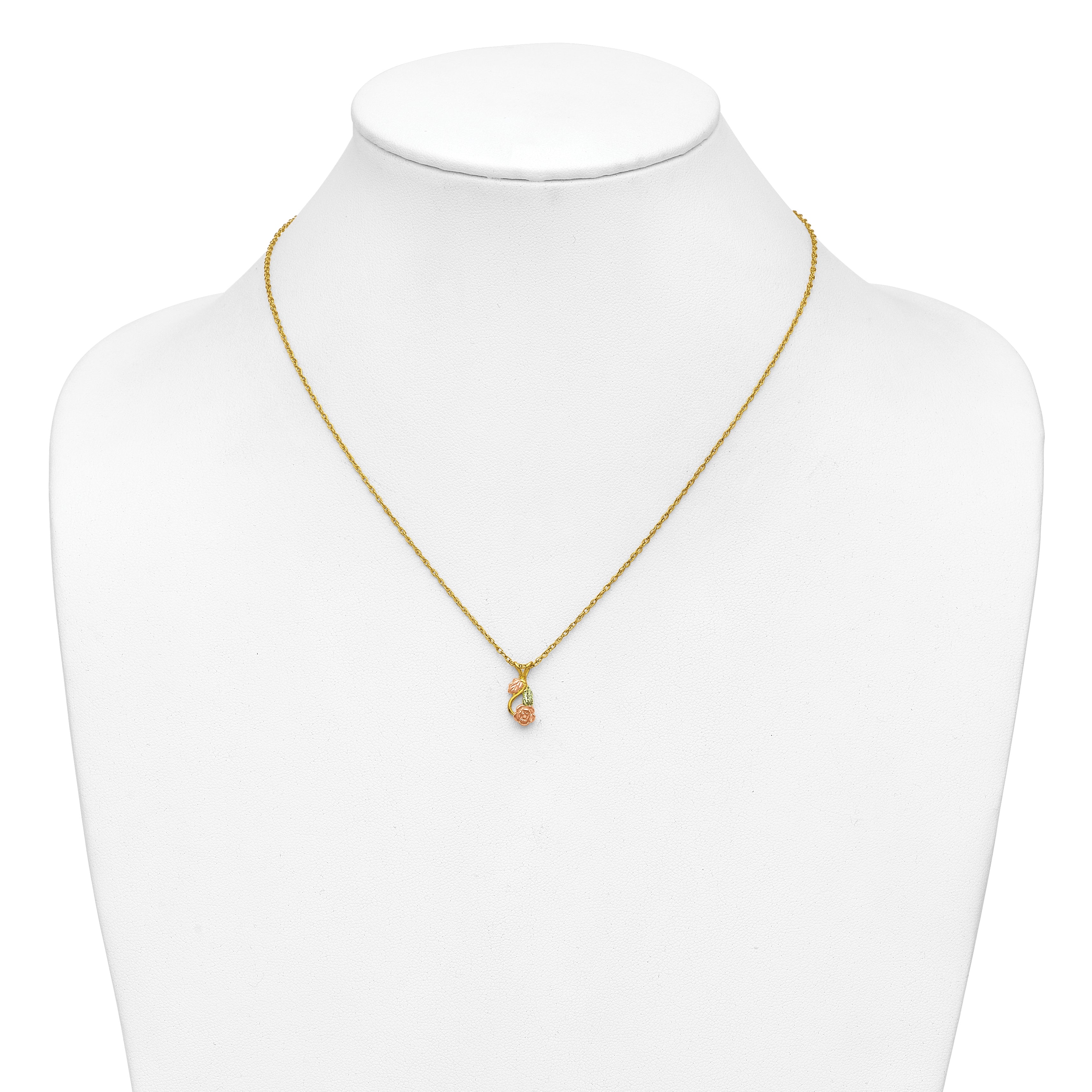 10K Tri Color 10K Tri-Color W/14K Gold-Filled Chain Black Hills Gold Necklace