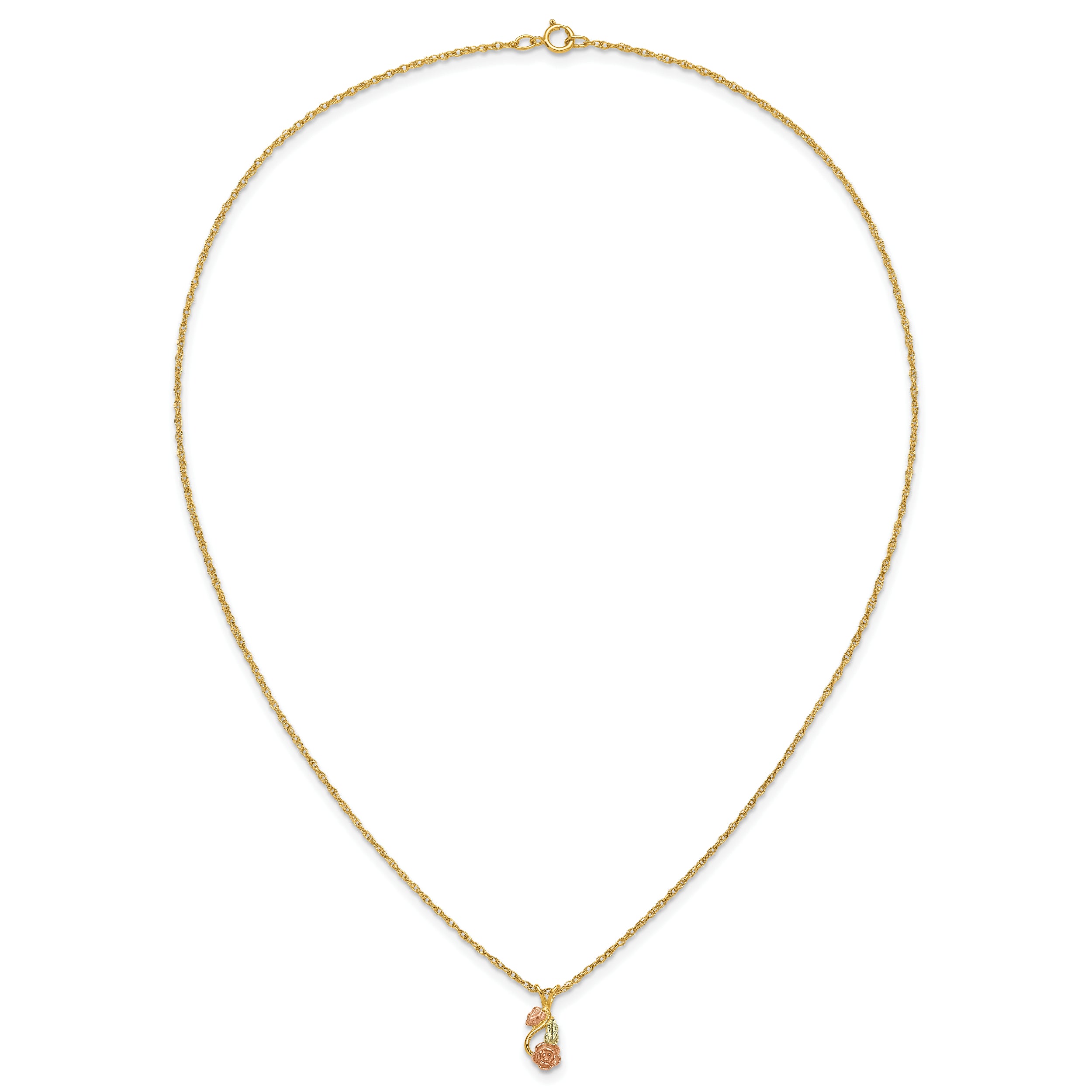 10K Tri Color 10K Tri-Color W/14K Gold-Filled Chain Black Hills Gold Necklace