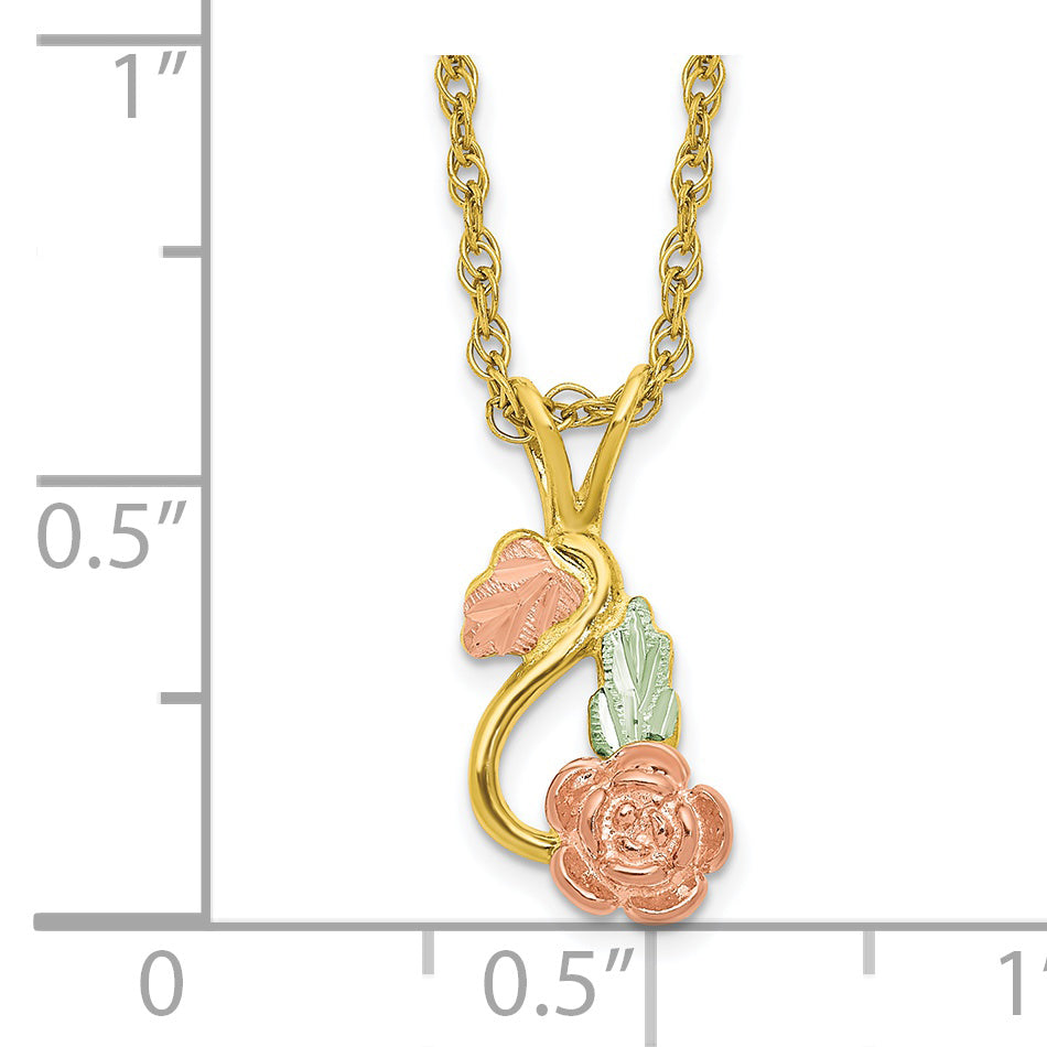 10K Tri Color 10K Tri-Color W/14K Gold-Filled Chain Black Hills Gold Necklace