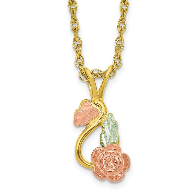 10K Tri Color 10K Tri-Color W/14K Gold-Filled Chain Black Hills Gold Necklace