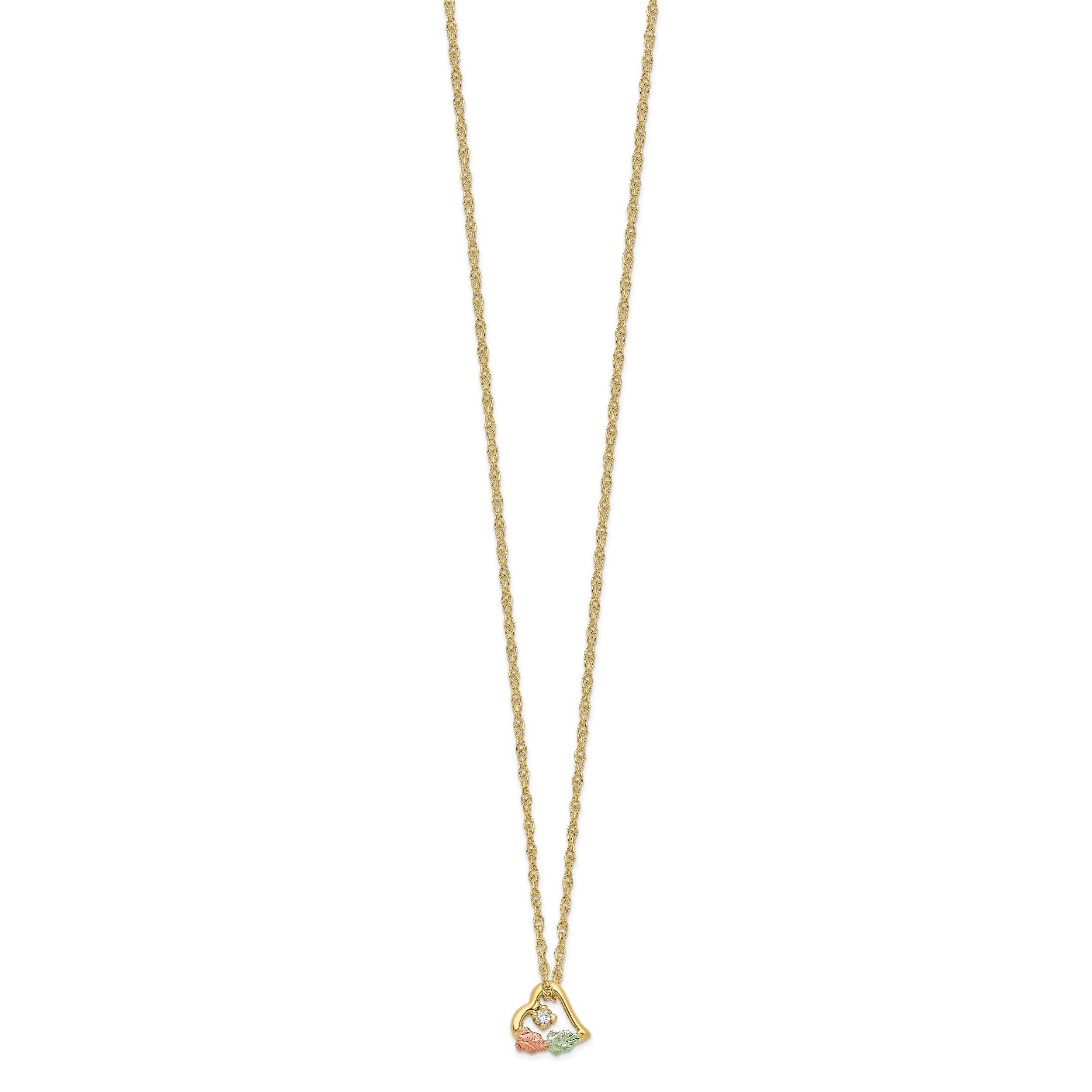 10K Tri Color 10K Tri-Color W/12K Accents Diamond Black Hills Gold Necklace