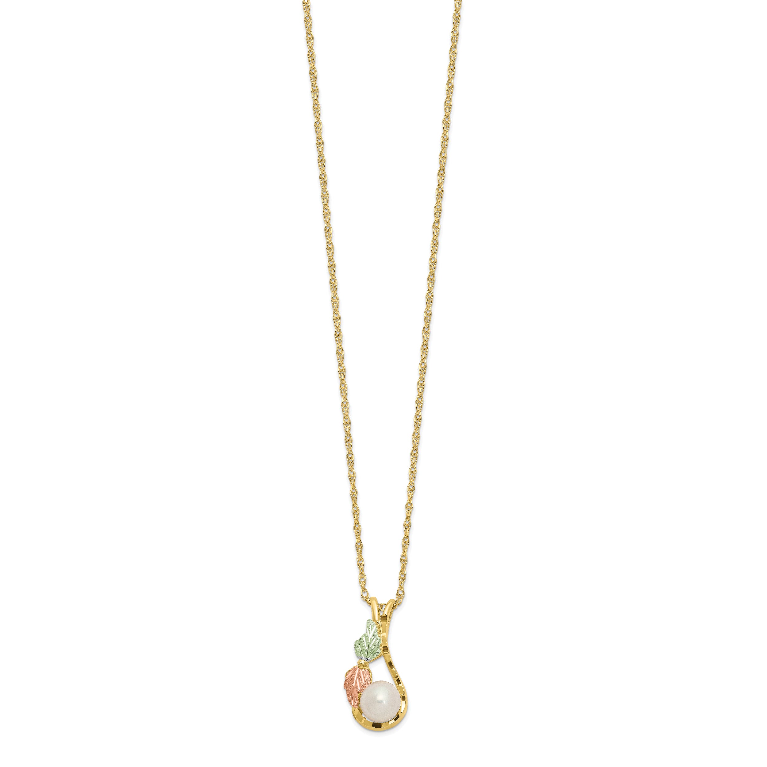 10K Tri Color 10K Tri-Color W/12K Accents Fwc Pearl Black Hills Gold Necklace