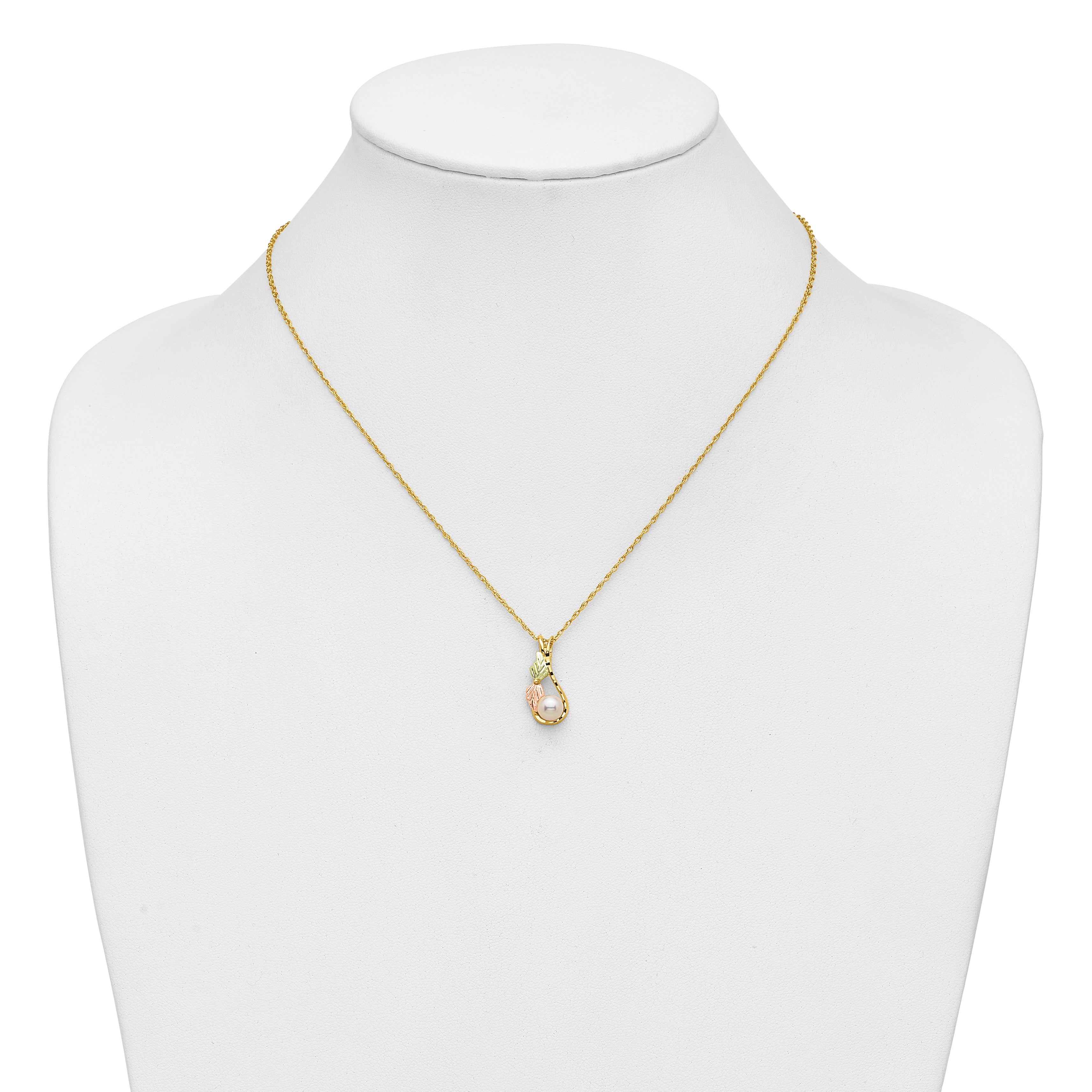 10K Tri Color 10K Tri-Color W/12K Accents Fwc Pearl Black Hills Gold Necklace