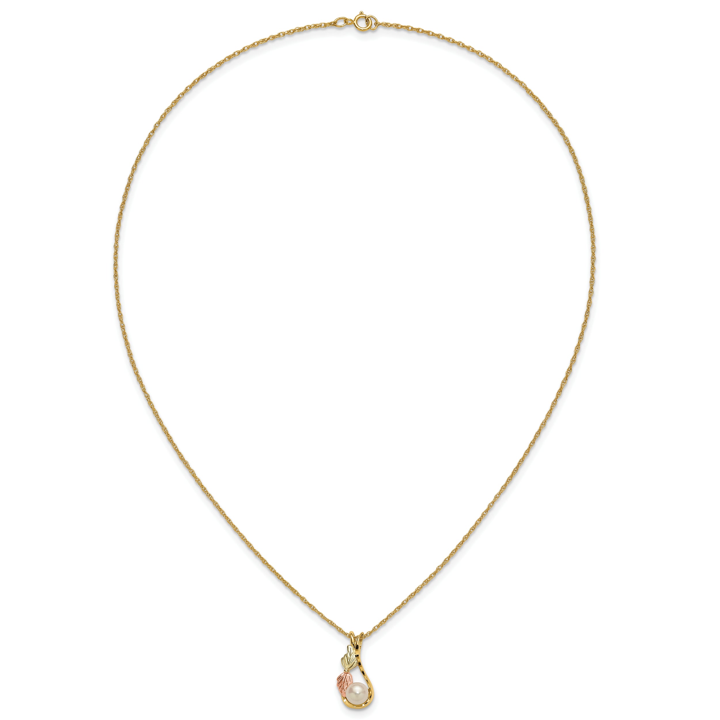 10K Tri Color 10K Tri-Color W/12K Accents Fwc Pearl Black Hills Gold Necklace